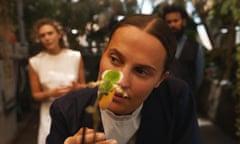 Elizabeth Olsen, Alicia Vikander and Himesh Patel in The Assessment.