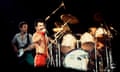 Queen’s John Deacon, Freddie Mercury and Roger Taylor on stage in Illinois