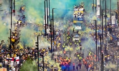 Leeds United bus during parade
