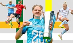 Laura Coombs of Manchester City battles for possession with Aoife Mannion of Manchester United,  Isobel Goodwin with her medal and the Women’s Championship trophy London City Lionesses secured promotion to the Women's Super League, Aston Villa’s second goalscorer Rachel Daly controls the ball during her side’s 3-2 win at West Ham