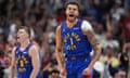 Nuggets forward Michael Porter Jr reacts after hitting a three-point basket against the Clippers in the second half of Saturday’s Game 7 of their first-round series.
