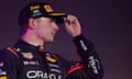 Max Verstappen on the podium after finishing second.