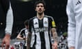 Sandro Tonali walks off the pitch at St James' Park