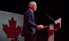 Canada's prime minister, Mark Carney, speaking on stage in Ottawa on 29 April 2025