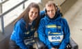 Lindsey Burrow with her late husband Rob at Headingley Stadium before the 2023 Leeds Marathon.