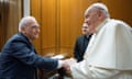 Martin Scorsese and Pope Francis shake hands