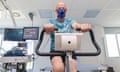 Daoust tests his V02 max on the exercise bike