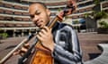 Sheku Kanneh-Mason, cellist. Photographed at the Barbican. London. Photograph by David Levene 21/4/25